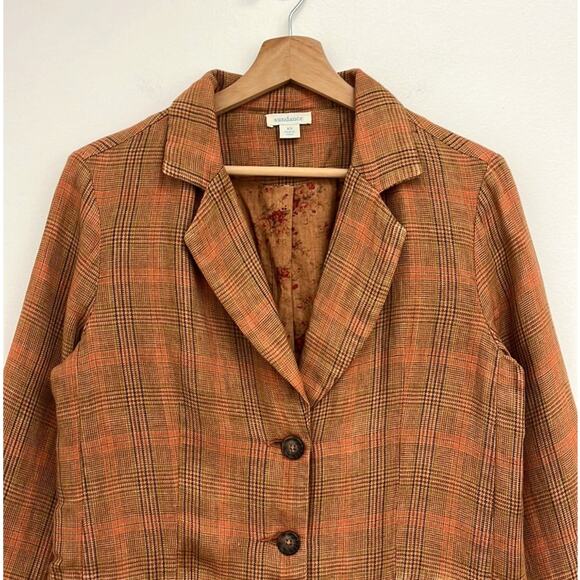 Sundance Edson Hill Plaid Linen Blazer Floral Rustic Autumnal Pockets Blazer XS - Picture 4 of 12
